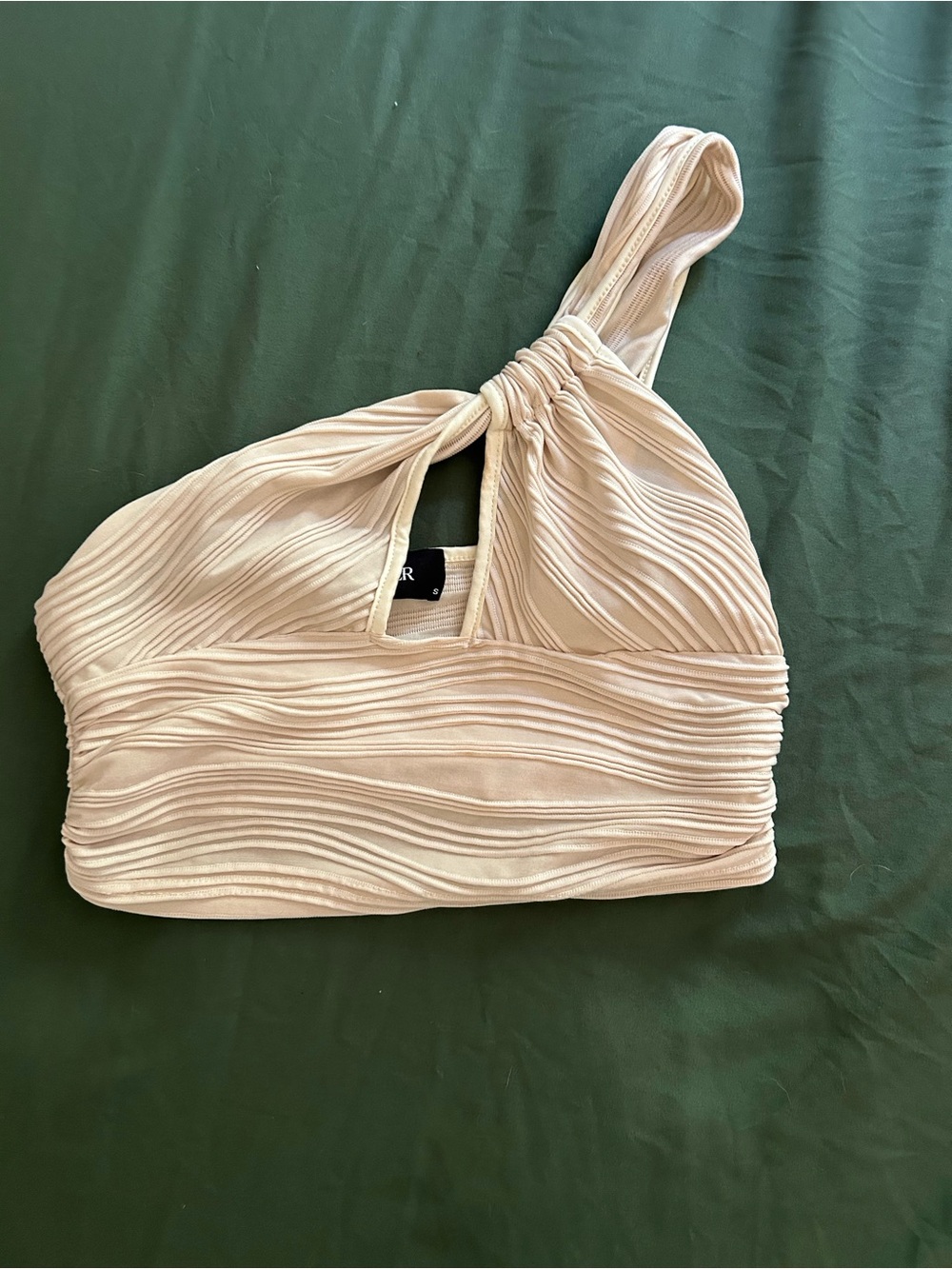 Cider One-Shoulder Ruched Cream Crop Top